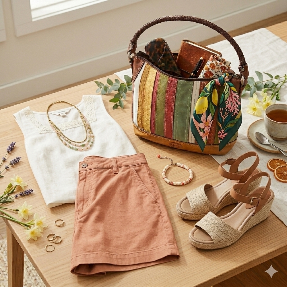 Fossil leather and suede patchwork shoulder bag - Picture 2 of 16